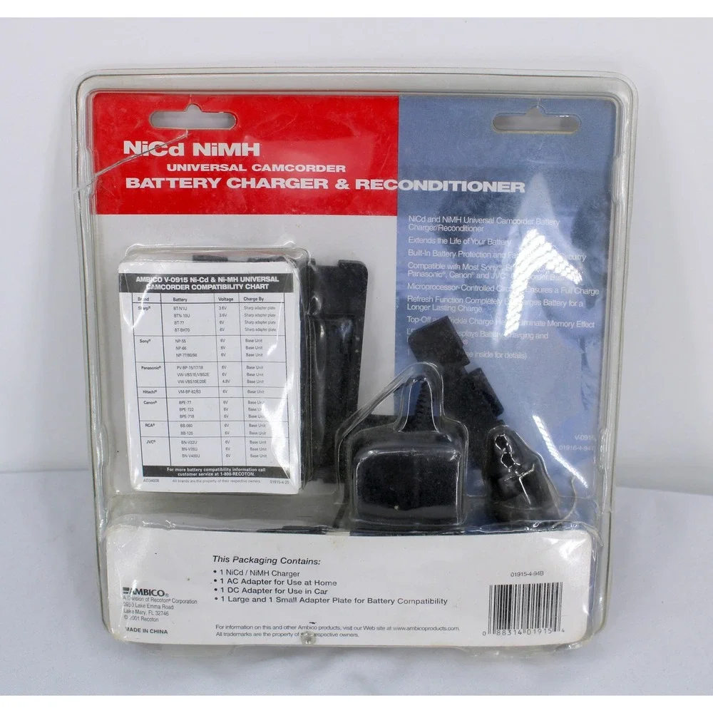 AMBICO V-0915 Universal Camcorder Battery Charger Reconditioner NiCd NiMH